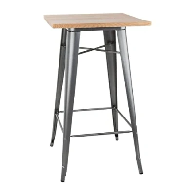 Afbeelding van Bolero Bistro bartafel met houten blad grijs