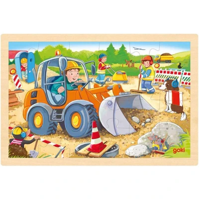 Afbeelding van Goki Houten Legpuzzel Bouwplaats, 24st.