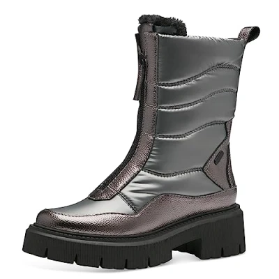 Afbeelding van Marco Tozzi Snowboots pewter, Dames, Maat: 37, Pewter Imitatieleer/ textiel