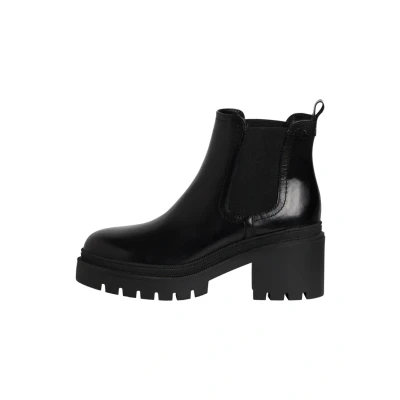 Afbeelding van Tamaris Enkellaarsjes met plateauzool, Dames, Maat: 42, Black leather Leer