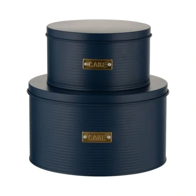 Afbeelding van Typhoon Otto Set Van 2 Voorraaddozen Voor Taart/cake Marineblauw Ø18.5cm &amp; Ø25cm