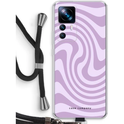 Afbeelding van Case Company® hoesje met Koord geschikt voor Xiaomi 12T Swirl Paars Telefoonhoesje Zwart Bescherming aan alle Kanten en Over de Schermrand
