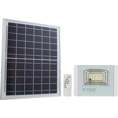 Afbeelding van V TAC VT 25W W Witte Schijnwerper op zonne energie 12W IP65 550 Lumen 6400K