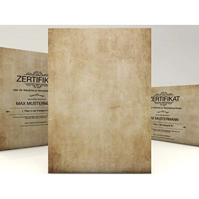 Afbeelding van 50 vellen klassiek vintage certificaatpapier voor DIN A4 certificaten, 190 g/m²