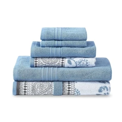 Afbeelding van Modern Threads Ophelia Blue 6 x badhanddoeken, 2 handdoeken, washandjes van jacquard/effen garen