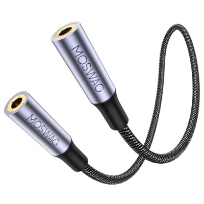 Afbeelding van MOSWAG 3.5mm vrouwelijke naar Aux connector, TRRS 4 polige stereo extender plug adapter voor laptop, desktop, pc, gitaren, dvd, mixers, luidsprekers, versterkers