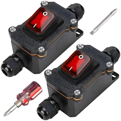 Afbeelding van 2 stuks 12 V 20 A waterdichte inline schakelaar IP67 waterdicht met schroevendraaier, DPST 4 polige kabelschakelaar,