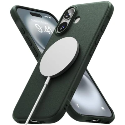 Afbeelding van Ringke beschermhoes compatibel met iPhone 16 Plus [Onyx magnetic] magnetisch, antislip, schokbestendig, flexibel, ultradun, duurzame bumper, duurzaam, voor Plus, case,
