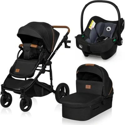 Afbeelding van Lionelo Mari Tour kinderwagen 3in1 wielen: off roadtype met een diameter van 27 cm 3D panoramische ventilatie Bedieningsknoppen geheugenfunctie Draagzakfunctie