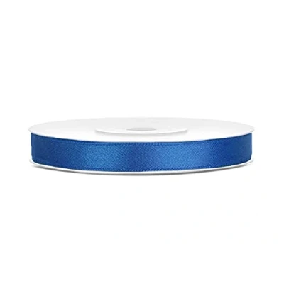Afbeelding van Satijnlint, polyester, strik en verpakking, geschenken 6/12/25/38/50/100 mm x 25 m (maat 6 m) Kleur: koningsblauw)