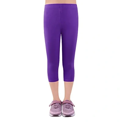 Afbeelding van L&amp;K II Kinderlegging voor meisjes, 3/4 capribroek, katoen, schoolkleding, leeftijd 4 18 jaar, 2723, 1 stuk paars