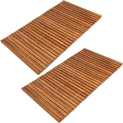 Afbeelding van Deuba Badmat Set van 2 Acaciahout Gecertificeerd Antislip 76x50cm