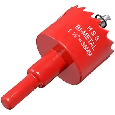 Afbeelding van Gatenzaag 38 mm, sneldraaistaal HSS M42 bimetalen gatenzaag, gatfrees met zeskantige schacht en boor voor hout, gipsplaten metaalplaat, 1 stuks rood