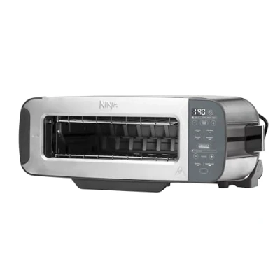 Image de Grille Pain Ninja Foodi 3 en 1, Grill et Presse panini, 7 Fonctions de Cuisson, inclut un Plateau Cuisson Bac à Miettes, Acier Inoxydable, ST202EU