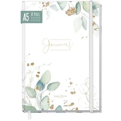 Afbeelding van Trendstuff by Häfft Bullet Journal ,gestippeld dagboek met elastiek, 156 pagina&#039;s, A5 formaat, notitieboek stippen, duurzaam en klimaatneutraal, black edition