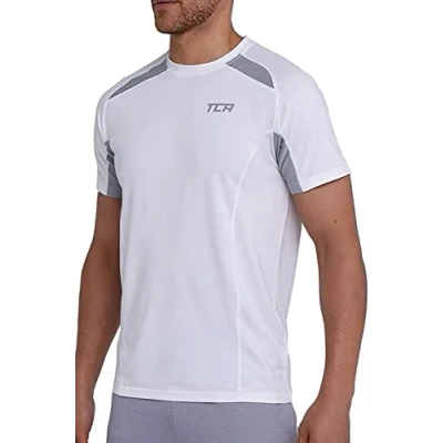 Afbeelding van TCA Performance Sport/Running T shirt met korte mouwen voor heren, Wit.