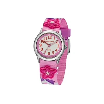 Afbeelding van JACQUES FAREL Horloge Kind Kinderhorloge Meisje Eenhoorn &amp; Sterren Roze Paars Licht Blauw Zilverkleurig Analoog 3 Bar Ø 27 mm 3D Verstelbaar bandje (12 17 cm) Duidelijk HCC3134