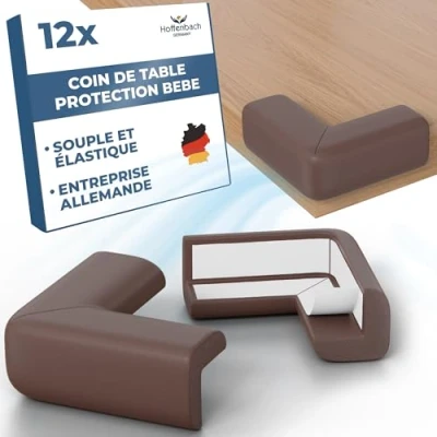 Afbeelding van Hoffenbach 12 stuks hoekbeschermers voor baby&#039;s en kinderen, zelfklevend, kinderbeveiliging tafel, bruin
