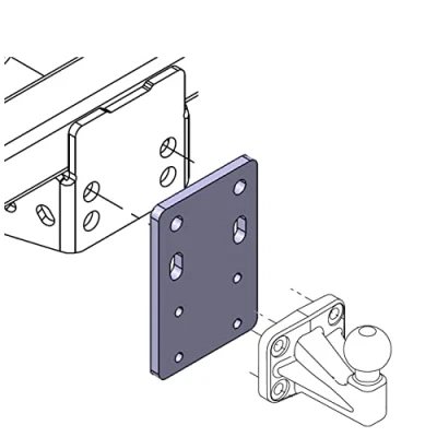 Afbeelding van Universele adapterplaat voor hoogteverstelling van 90 mm 83 x 56 de trekhaak 2 en 4 gaten (AHK) in hoogte verstelbare flenskogels