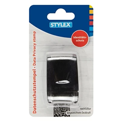 Afbeelding van Stylex 31258 Data Protection Pad 17 mm brede rol met zwarte navulbare inkt ter bescherming van gevoelige gegevens tegen identiteitsdiefstal