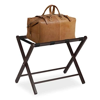 Afbeelding van Relaxdays inklapbaar kofferrek hout kofferstandaard bagagerek standaard bagage bruin