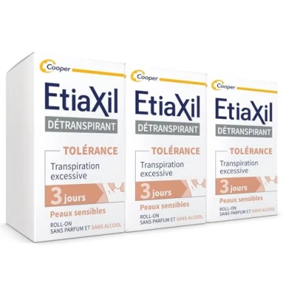 Image de ETIAXIL Déodorant Détranspirant Traitement Transpiration Excessive Aisselles TOLÉRANCE Efficacité 3 jours 3x15 ml
