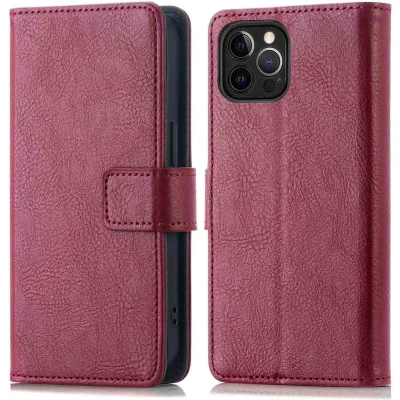 Afbeelding van imoshion Hoesje Geschikt voor iPhone 12 / Pro Met Pasjeshouder Luxe Bookcase donkerrood
