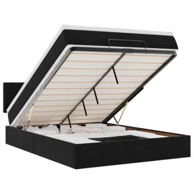 Afbeelding van vidaXL Ottoman bed met matras 140x200cm fluweel zwart