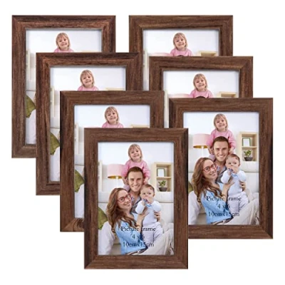 Afbeelding van Giftgarden Fotolijst 10 x 15 cm, 7 stuks, rustiek, bruin, voor slaapkamer, galerij, huis, kantoor en woonkamer