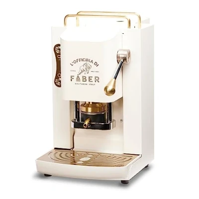 Afbeelding van Faber coffee machines Model Pro Deluxe koffiepadmachine ese 44 mm messing afwerking Verstelbare Pressacialda Standaard magneetventiel (PURE WHITE)
