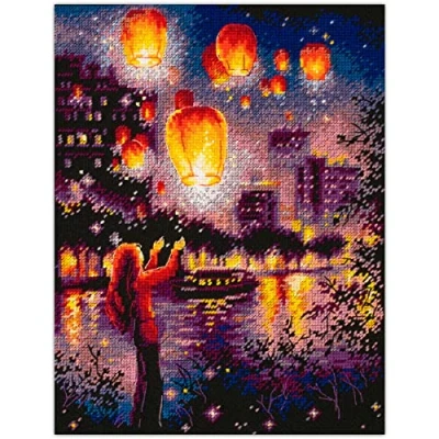 Afbeelding van Sky Lanterns Aida Magic Needle Borduurpakket 550 761