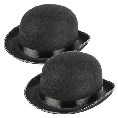 Afbeelding van Schramm® Set van 2 ronde meloenhoeden wolvilt voor volwassenen, zwart
