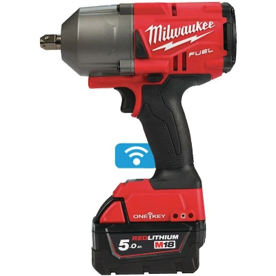 Afbeelding van Milwaukee M18 ONEFHIWP12 502X 18V Li Ion Accu slagmoersleutel set (2x 5,0Ah accu) in HD Box 1017Nm 1/2&quot; koolborstelloos