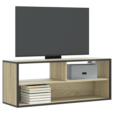 Afbeelding van Tv meubel 100x31x39,5cm bewerkt hout metaal sonoma eikenkleurig