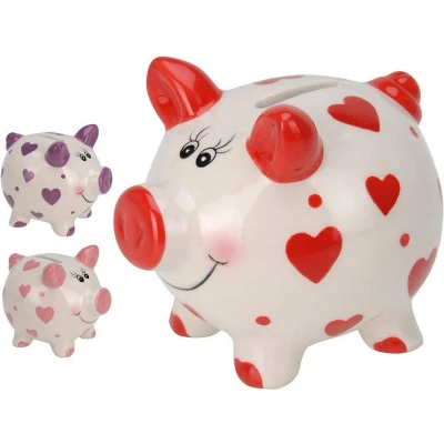 Afbeelding van EDP 90391 spaarvarken met hartjes, meerkleurig, Eén maat