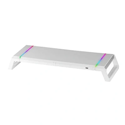 Afbeelding van Mars Gaming MGS One Wit, Chroma RGB monitorhouder, verstelbare maat, houder voor smartphone en tablet, USB 2.0 aan de voorkant