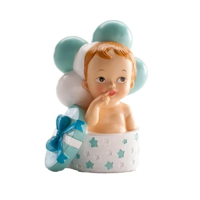 Image de Dekora Décoration de baptême gâteau pour bébé garçon avec cadeaux et ballons