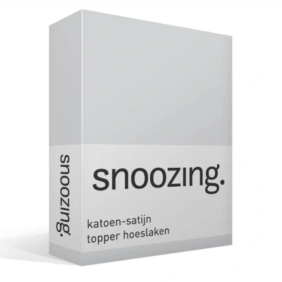 Afbeelding van Snoozing Katoen satijn Topper Hoeslaken Tweepersoons 120x220 cm Grijs