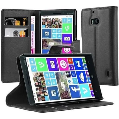 Afbeelding van Cadorabo Hoesje geschikt voor Nokia Lumia 929 / 930 in PHANTOM ZWART Beschermhoes met magnetische sluiting, standfunctie en kaartvakje Book Case Cover Etui