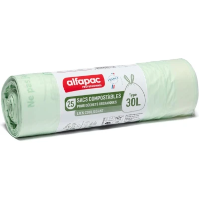Afbeelding van Biozakken 30 liter 50 stuks 25 zakken per rol Composteerbaar GFT afvalzakken 15 micron sterkte 2 rollen