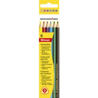 Afbeelding van kleurpotlood Eberhard Faber Winner driekantig assorti etui ? 6 stuks
