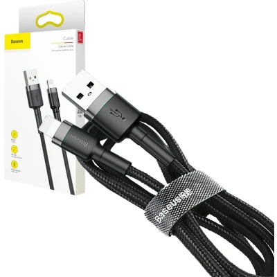 Afbeelding van Baseus Cafule USB A naar Lightning Kabel 2.4A 0.5M Grijs/Zwart