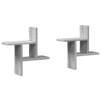 Afbeelding van vidaXL Wandschappen 2 st 38x12x38 cm bewerkt hout grijs sonoma eiken