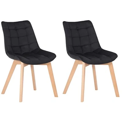 Afbeelding van CLP Passaic Set van 2 Eetkamerstoelen Fluweel zwart