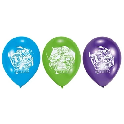 Afbeelding van Amscan 450302 6 latexballonnen Ninja schildpadden, 23 cm, groen