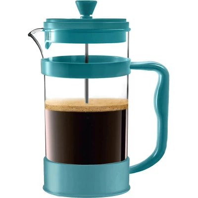 Afbeelding van French Press koffiezetapparaat draagbare cafetière met drievoudige filters hittebestendig glas roestvrijstalen behuizing grote karaf 1000 ml