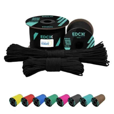 Afbeelding van EdcX 2 mm nylon paracord 275 (50 en 100 m) touw van 100% nylon, 3 draads touw, in verschillende kleuren (zwart,