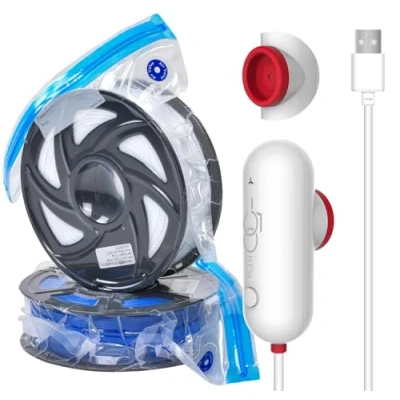 Afbeelding van USB pomp, 3D printerfilament, opslagset met 10 rollen vacuümzakken (30 x 34 cm)