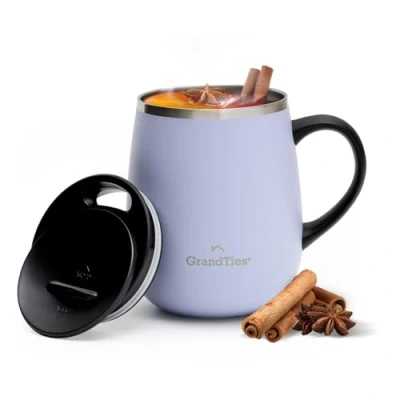 Afbeelding van Koffiemok met handvat Schuifdeksel voor spatwaterdichte 16oz vorm thermosmok dubbelwandig vacuüm roestvrij staal houdt drankjes warm en koud Sanctuary