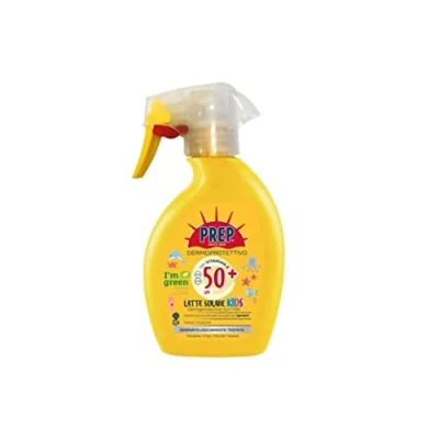Afbeelding van Prep, Lait solaire Kids Dermoprotecteur SPF 50+, spray pour enfants, protection rayons UVA et UVB, avec glycérine vitamine E, testé dermatologiquement, format 200 ml